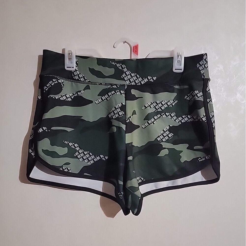 BeBe Sport Athletic Womens Shorts Camo Green Black sz Large NWOT